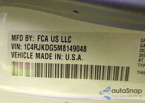 2021 Jeep Grand Cherokee L Overland 4X4 from USA, damaged, VIN 1C4RJKDG5M8149048